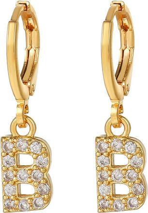 Generic 26 Initial Earrings 26 Diamond Alphabet Earrings A Z 26 Alphabet Initial Gold Earrings Light Luxury Premium Feeling Earrings For Women Girls Silver St