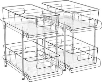 OEM Organizador De Ba&ntilde;o De 2 Niveles Con Separadores, Base Transparente Y Organizador Deslizante Para Armarios De Cocina Y Despensa