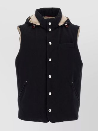 Brunello Cucinelli wool vest with padded chest and hood