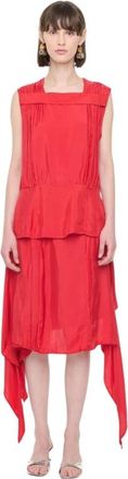 Plan C Draping Tank Top - Dames - Blouses - Rood - M - Overhemden