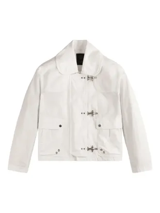 Fay Boxy Cropped White Metal Clasp Jacket
