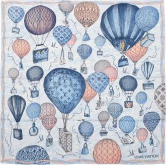 Louis Vuitton Pre-owned Scarves, female, Blue, Size: ONE SIZE Pre-owned Up and Away Silk Scarf