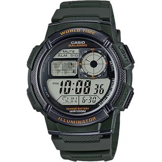Casio Mens Digital Watch with Black and Green Dial - AE-1000W-3AV