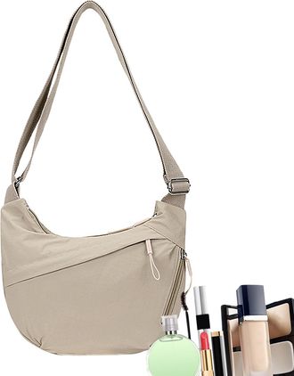 Generic Nylon Shoulder Pocket for Women,Nylon Shoulder Bag for Women - Nylon Shoulder Bag Adjustable Lightweight Crossbody Bag,Crescent - Small Spacious Hobo 