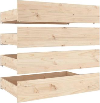 vidaXL Cajones de cama 4 unidades madera maciza de pino Vidaxl