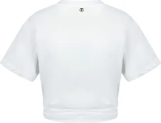 Paco Rabanne Womens Twisted-Front Cotton T-Shirt Ivory