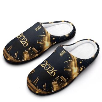 Generic Champagne 2026 New Years Fashion Cotton Slippers for Women Memory Foam House Slippers Non-Slip House Bedroom Shoes