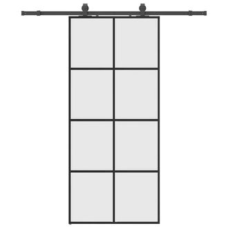 Berkfield Home Sliding Door with Hardware Set Black 90x205 cm ESG Glass