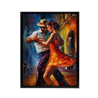 Artery8 Salsa Street Dance Colourful Dancing Framed Canvas Wall Art Print | Size: W24 x H32