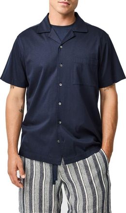 Rodd & Gunn Manor Park Solid Cotton Blend Camp Shirt in Ink at Nordstrom, Size Xx-Large