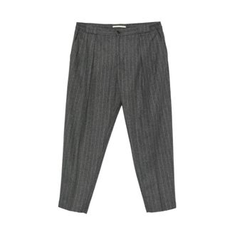 BRIGLIA 1949 Suit Trousers, male, Gray, Size: M Grey Pinstripe Wool Blend Pleated Pants