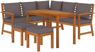 vidaXL Juego Comedor De Jard&iacute;n 6 Pzas Con Cojines Madera Maciza Acacia Vidaxl
