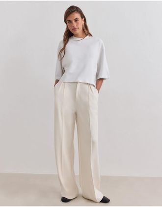 Aim'n pantaloni sartoriali relaxed luxe color crema-Bianco