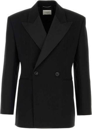 Saint Laurent Black Peaked Lapel Blazer