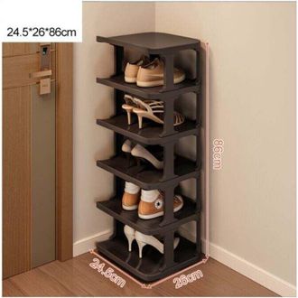 OEM Zapatero De 6 Niveles Para Ahorrar Espacio En El Pasillo Y El Dormitorio - Apilable Y Elegante En Color Negro -crezuo