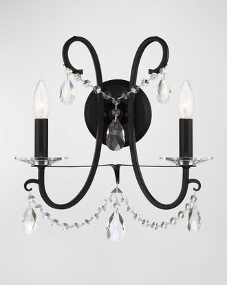 Crystorama Othello 2-Light Crystal Polished Chrome Sconce