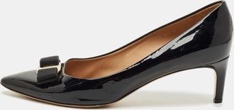 Ferragamo Black Patent Leather Vara Bow Pumps