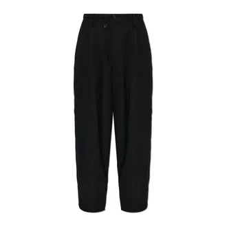 Yohji Yamamoto Pantaloni in Lana a Gamba Larga - - Trousers - Uomo - Nero - S