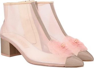 Chanel Womens Polyester Camellia Flower-Embellished Bootie (Authentic Pre- Loved)