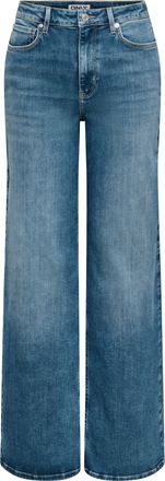 Only High-waist-Jeans ONLY ONLMADISON BLUSH HW WIDE DNM CRO665, Damen, Gr. L, L&auml;nge 32, light medium blau denim, Denim/Jeans, Obermaterial: 82% Baumwolle, 