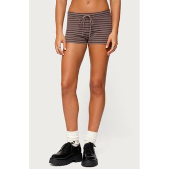 Edikted Lillian Stripe Knit Shorts in Brown at Nordstrom, Size X-Small
