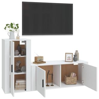 Berkfield Home Classic 2 Piece TV Cabinet Set White Engineered Wood
