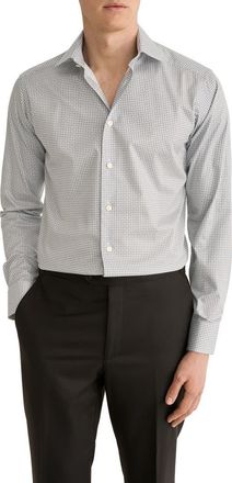 Eton Slim Fit Micro Print Cotton Shirt in Medium Brown at Nordstrom, Size 16.5