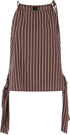 Pinko Brown Stripes Pattern Sleeveless Top