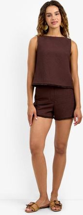 Trina Turk Valera Fringe Short in Carob at Nordstrom, Size 12