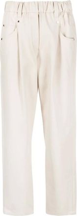 Brunello Cucinelli Brunello Cucinelli, Straight Trousers, female, Brown, Size: M Brown Straight Leg Trousers with Chain Detail