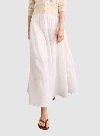 Baukjen Rhoda Cheesecloth Tiered Maxi Skirt in Pure White at Nordstrom, Size 12
