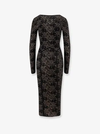 Elisabetta Franchi Lace Embroidered Midi Dress - Black