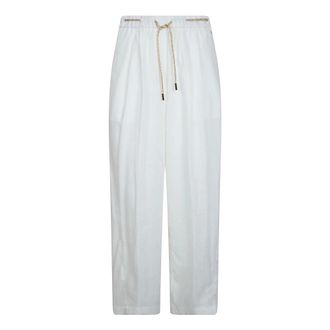 Herno Wide Trousers, female, White, Size: XS Trousers with Belt