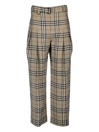 Burberry Check pleated trousers - Neutrals