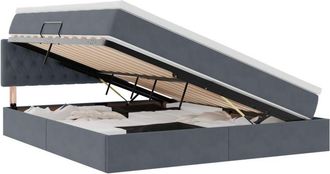 vidaXL Bed with Mattress with LED Dark Grey 180 x 200 cm Velvet vidaXL