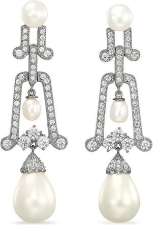 Anabela Chan 14K white gold and rhodium vermeil Moderne pearl and diamond earrings