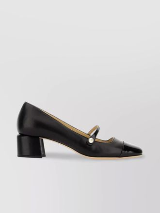 Jimmy Choo London nappa leather pearl-embellished block-heel pumps