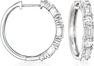Ross-Simons Lab-Grown Diamond Hoop Earrings in Sterling Silver