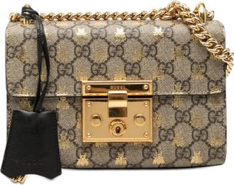 Gucci Pre-owned Gucci Small GG Supreme Bee Padlock Crossbody Ladies VF8S07M87OP233IB