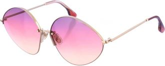 Victoria Beckham Metalen Frame Rechthoekige Zonnebril Grijs - Dames - Zonnebrillen - Geel - ONE Size - Accessoires