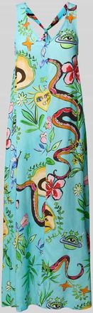 Emily van den Bergh Midikleid mit V-Ausschnitt in Blau, Größe 44