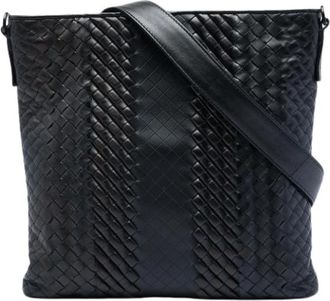 Bottega Veneta Pre-owned Woven Leather Crossbody Bag - Dames - Vintage Schoudertas - Zwart - ONE Size - Leer - Vintage