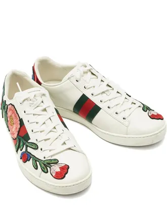 Gucci Ace floral-embroidered sneakers - White