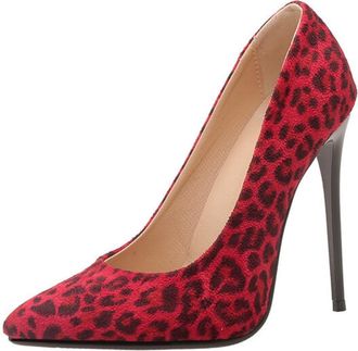 Generic Womens Stiletto High Heel Dress Pumps Pointed Toe Court Shoes Slip on Evening Party Prom Shoes,Red,2.5 UK