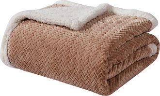 Luxury Home Faux Shearling Braided Reversible Throw Blanket in Mocha at Nordstrom Rack