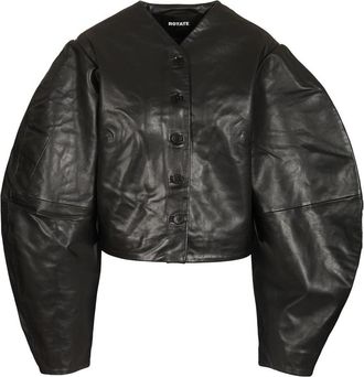 Rotate Button Leather Jacket - Dames - Leren en Su&egrave;de Jassen - Zwart - M - Leer - Jassen