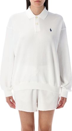 Ralph Lauren White Knit Collar Sweatshirt