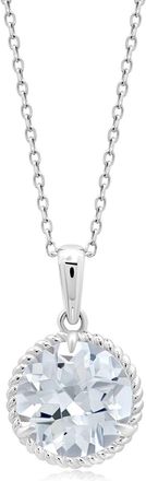 MAX + STONE 14k Yellow or White Gold Roped Halo 8mm Round Gemstone Pendant Necklace