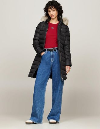 Tommy Jeans Lange donsjas met ritssluiting en kap