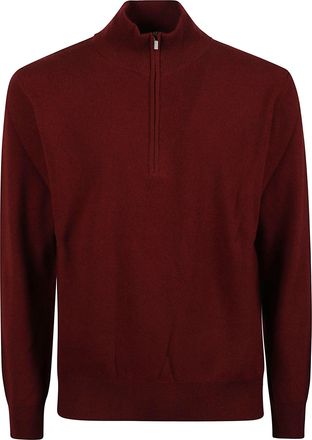 Altea Burgundy Half-Zip Virgin Wool Sweater
